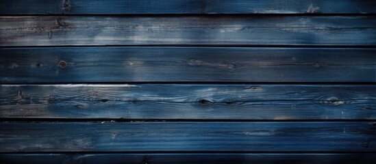 Aufkleber - A front view of vintage wooden dark blue horizontal boards perfect for design with a copy space image in the background