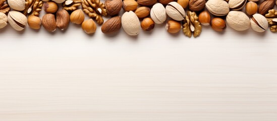 Wall Mural - The border frame consists of a variety of nuts creating a captivating copy space image