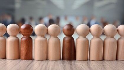 Wall Mural - Team Formation: Wooden Figures Representing Business Concepts