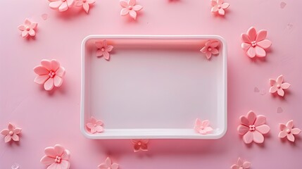 Wall Mural - pink background with flowers and screen