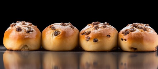 Poster - Raisin filled buns perfect for a sweet treat. Creative banner. Copyspace image