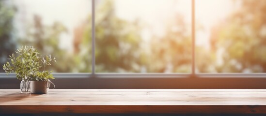 Aufkleber - A background image with a blurred window and a table in the foreground providing space for copy. Creative banner. Copyspace image