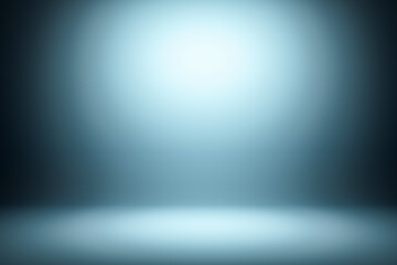 Wall Mural - Abstract blue gradient background with central spotlight, ideal for studio or mockup uses. 3D Rendering