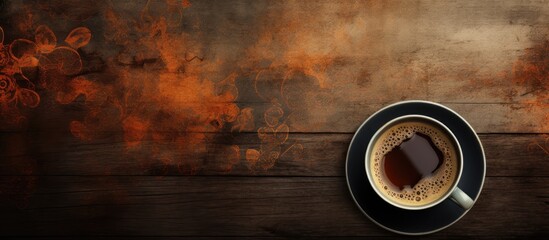 Poster - A copy space image of black coffee on a vintage backdrop