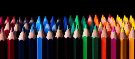Aufkleber - Copy space image of color pencil on black background