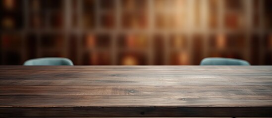 Fototapete - The image features a table top with a blurred interior as the background providing ample copy space