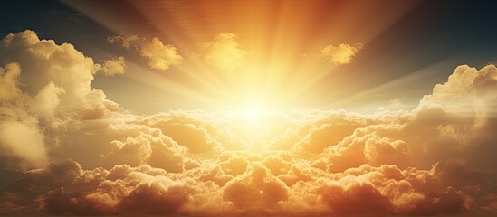 Poster - A copy space image of the sun peeking through the clouds