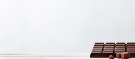 Poster - A copy space image of chocolate on a pristine white wooden table