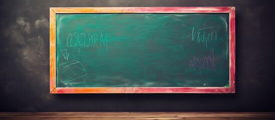 Fototapete - Image of a school board with colorful chalk. Creative banner. Copyspace image