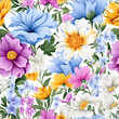 Colorful flowers, seamless pattern