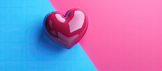 Aufkleber - A red heart is placed on a vibrant pink and blue background creating a visually striking image with ample copy space The concept behind the image revolves around health and donating
