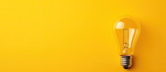 Aufkleber - A creative idea concept is represented by a glowing light bulb with colored pencils set against a yellow background providing ample copy space