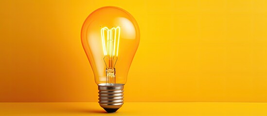 Aufkleber - A creative idea concept is represented by a glowing light bulb with colored pencils set against a yellow background providing ample copy space