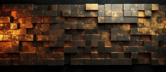 Leinwandbilder - A wall made of metal bricks with plenty of empty space for images or text. Creative banner. Copyspace image