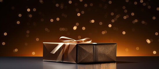 Poster - A partially open square cardboard gift box on a metallic background with space for copying an image. Creative banner. Copyspace image