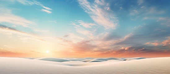 Canvas Print - A peaceful and relaxing summer concept of a desert beach at sunset with a white sandy background and ample copy space for your image