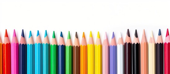 Aufkleber - A copy space image of color pencils placed on a white background leaving ample room inside for text