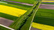 Colorful agriculture farmland and crop fields. Aerial drone view
