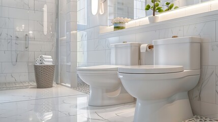 Poster - Stylish interior of modern bathroom with toilet bowl 