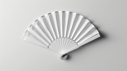 Wall Mural - Mockup of a white folding hand fan set apart against a white background