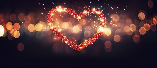 Fototapete - A beautiful heart shaped frame adorned with vibrant sequins It symbolizes love and is perfect for a feminine blog template Copy space image