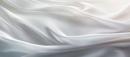 Poster - white silk cloth fabric waving with interplay of light and shadows creating a captivating white and gray abstract texture background perfect for web design projects with plenty of copy space image