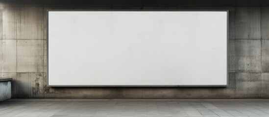 Fototapete - Street wall with a spacious blank billboard and banners providing ample copy space image possibilities