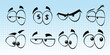 Cute groovy comic faces vector set of 70s