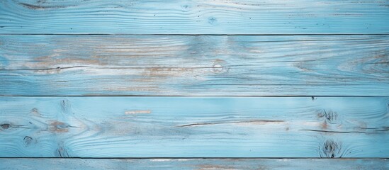 Aufkleber - A vintage teak surface board or grunge plywood with a natural old antique pattern creating a pastel blue wooden wall texture background for design artwork or a floor Ample copy space image is availab