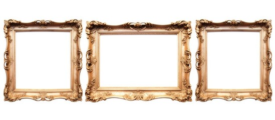 Aufkleber - Three vintage photo frames with empty spaces on a plain white background 33 characters. Creative banner. Copyspace image