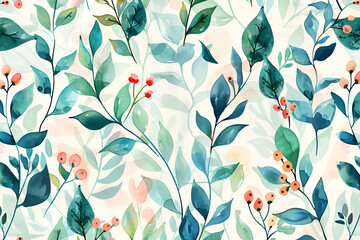 Wall Mural - Watercolor floral pattern