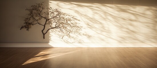 Sticker - A tree s shadow casting across the floor depicting the concept of a tree providing shade. Creative banner. Copyspace image