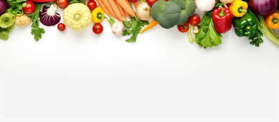 Poster - A vibrant array of vegetables forms a frame around a blank area for text in the copy space image