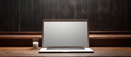 Poster - A blank screen workspace with a laptop on a table providing ample space for adding images or text