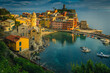Amazing Vernazza view with sunset light, Liguria, Italy