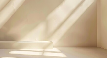 Canvas Print - A minimalist room bathed in soft sunlight, creating peaceful and serene shadows that evoke calmness and simplicity