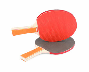 Wall Mural - Ping pong rackets isolated on white. Sports equipment