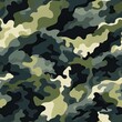 Generative AI. Seamless Camouflage Pattern in Earthy Green and Gray Tones.