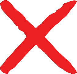 Red cross sign. Wrong mark. Red cross X symbol. Red grunge X icon. Cross brush sign stock vector.