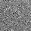 Seamless abstract maze design in black and white, ideal for backgrounds, puzzles, or concept illustrations involving complexity