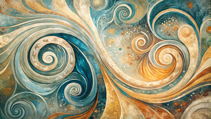 Wall Mural - Colorful Spiral Fractal Art with Seamless Texture