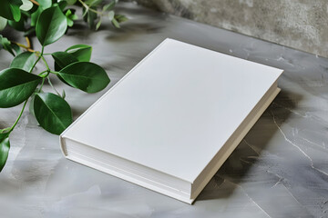 Blank gray hardcover book on bookstore showcase. 3D rendering illustration mock-up mockup. Generative Ai.