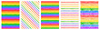 Rainbow colorful stripes text backrounds set. Lgbt flag colors, gay pride month social media, stories templates. Hand drawn brush, crayon textured uneven doodle lines. Striped patterns collection.