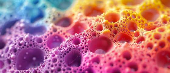 Wall Mural - macro view of porous surface in vivid colors. abstract colorful background.