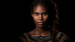 Portrait of indigenous Australian woman with black background