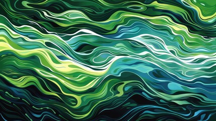 Canvas Print - Curved design Sea motion Verdant ripples Pattern of waves Undulating strokes