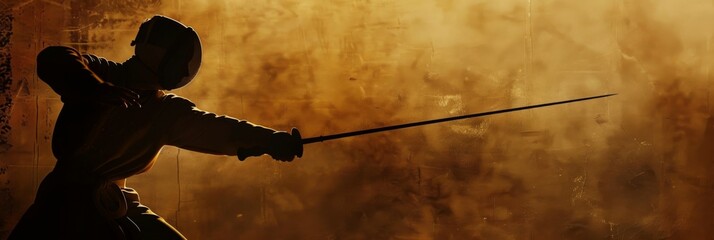 A thrilling silhouette of two fencers engaged in a fierce and focused duel, their swords clashing against one another in a test of skill, agility, and determination. A testament to the enduring