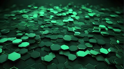 Hexagonal green abstract background Concept of futuristic technology Green background with green hexagons, abstract black pattern in the style of technology on green neon background. Honeycomb,
