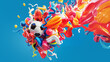 Colorful soccer ball concept in pop art style as a liquid balloon for print and decoration. Illustration for desktop and wallpaper.