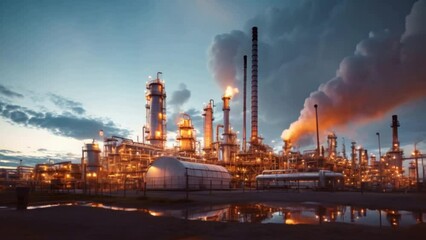 Wall Mural - Modern oil refinery industrial plant.